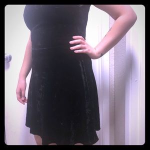 Black velvet skater dress